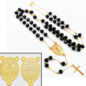 Collar de Rosario Católico al por Mayor con Cuentas de Cristal de 6mm, Medalla de la Virgen María y San Benito con Cruz Colgante - Product Image 2