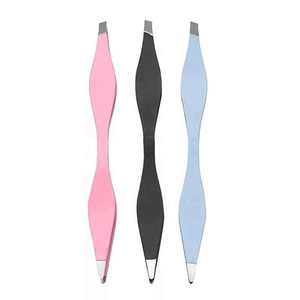 Vente chaude de haute qualité en acier inoxydable double face pince à sourcils pointu incliné à deux voies - Product Image 4