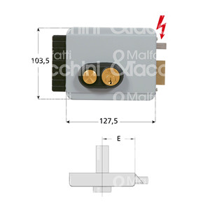 SERRURE ÉLECTRIQUE V97 - 12 V AC Double cylindre fixe Avec bouton Ouvrir le loquet - Product Image 1