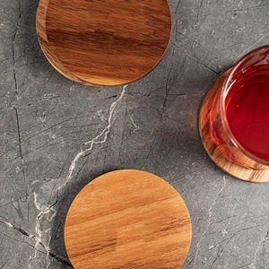 Sous-verres en bois d'acacia écologiques simples et élégants, épaisseur 5 mm, brun foncé - Product Image 1