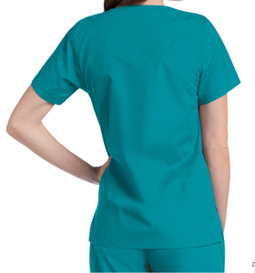 Cuidado de la salud de manga corta médico enfermera túnica camisa Scrub Top venta al por mayor Europa para mujeres personalizable uniforme TWILL - Product Image 3