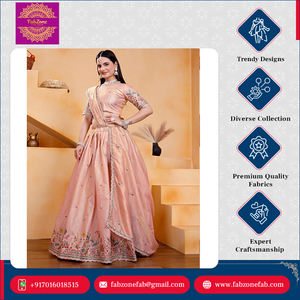 Lehenga choli คอลเลกชันใหม่ที่ไม่ซ้ำกันของการแต่งงานสวมใส่แบบดั้งเดิมผ้าไหม fendy งานปัก - Product Image 5