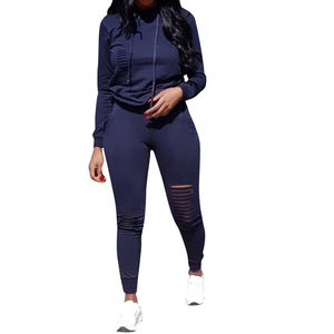 Pantalones deportivos rotos de alta calidad para mujer, ropa de entrenamiento para trotar, venta al por mayor, 2022 - Product Image 2