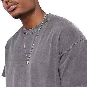 Venta al por mayor hombres camiseta desgastada Streetwear 100% algodón camisetas con logotipo personalizar camiseta Vintage de gran tamaño - Product Image 6