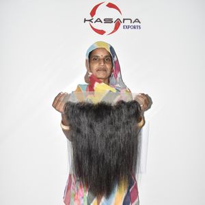 Extensions de cheveux humains indiens 13*4 Frontal, 100% vierges, double trame, lisses, ondulés profonds, pour femmes noires, vente en gros - Product Image 4