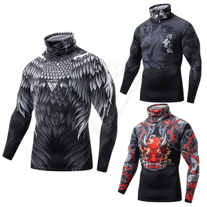 Qualité d'exportation sur mesure BJJ MMA T-shirt de compression Rash-Guard pour hommes Manches longues et protection du cou Vêtements de sport respirants - Product Image 5