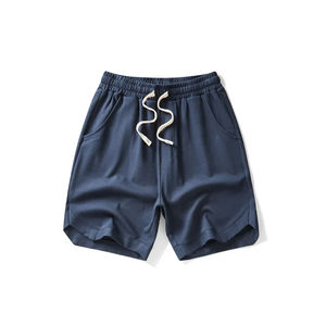 Pantalones cortos de algodón de verano para hombre, pantalones deportivos informales de baloncesto de cinco cuartos, pantalones Retro de pierna ancha, sueltos, elásticos, diseño Diagonal de moda - Product Image 5