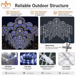 Motivo Metálico de Cobre LED 2D para Decoración de Festivales y Navidad al Aire Libre, <span class=keywords><strong>Luz</strong></span> de Calle Blanca Cálida, Estilo Colgante para Uso Comercial en la Ciudad - Product Image 2