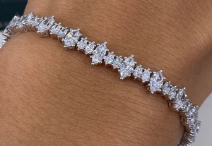 Marquise Shape Diamond Tennis <b>Bracelet</b> 925 Stealing Sliver moissanite Diamond <b>bracelets</b> - Product Image 3