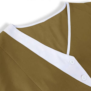 Venta al por mayor personalizado mujeres Hospital uniforme enfermería Scrubs Tops cuello vuelto con tubería blanca cuidado de la salud enfermera túnica superior - Product Image 2