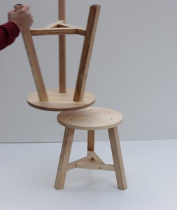 Taburete de madera redondo y de tres patas personalizado, superventas, para sala de estar y dormitorio, artesanía en madera hecha a mano por f s international - Product Image 4
