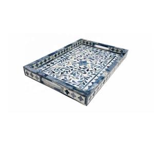 Bandeja rectangular de diseño con incrustaciones de hueso, Perfecta para servir en la cocina, comedor, mesa de centro y aplicaciones funcionales únicas de la India - Product Image 5