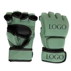 Guantes de boxeo Mma con logotipo personalizado, guantes Mma de medio dedo Pu para entrenamiento, guantes de boxeo duraderos - Product Image 1