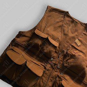 เสื้อกั๊กคาร์โก้ผ้าฝ้ายลำลองสำหรับผู้ชายมีหลายกระเป๋าผ้าใบกันน้ำสำหรับฤดูใบไม้ผลิสำหรับชาวประมงปีนเขาตกปลาถ่ายภาพตั้งแคมป์ - Product Image 4