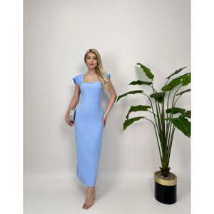 Vestido Satinado 1022 con Detalle Hecho a Mano en el Pecho y Cintura Natural - Product Image 3