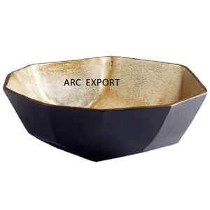 Grands bols de service dorés et noirs au design de luxe, ustensiles modernes et élégants avec 2 poignées - Product Image 3