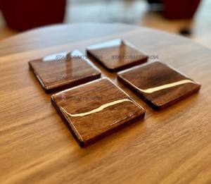 Posavasos de Acacia cuadrado redondo suministro de fábrica personalizado mejor posavasos de madera personalizado para oficina y hogar - Product Image 2