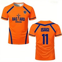 Nouveau maillot de football de futsal REO Blue Lock Anime Munich Summer pour enfants/adultes, t-shirt décontracté à manches courtes pour le sport
