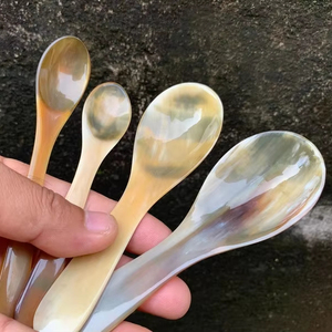 Colección de cucharas de cuerno elegante Cuerno de búfalo y vaca para una cena distintiva - Product Image 1