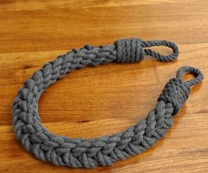 Attache de rideau en coton gris : Décoration nautique shabby chic - Product Image 3