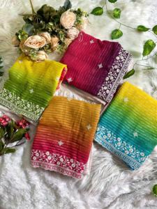 Top Quality Collection Georgette <b>Saree</b> Sequence Embroidery Work & Weaving Zari With <b>Blouse</b> At Lowest Price For Sale - Product Image 6