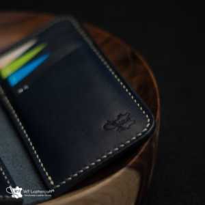 งานฝีมือหนัง WF หมายเลข กระเป๋าสตางค์ใบยาวแบบพับสองตอนแฮนด์เมด 102 ใบ (สีน้ำเงิน)-สำหรับทุกเพศ ขนาด 5.50x3.25 นิ้ว รับประกัน 5 ปี - Product Image 1