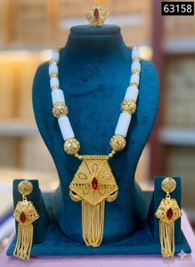 Conjunto de Collar de Novia Plateado de Lujo Modelo 63010 con Diseño de Filigrana en Capas y Borlas Colgantes, Joyería de Moda - Product Image 2