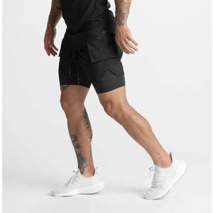 Pantalones cortos deportivos de verano para hombre, transpirables, de secado rápido, de nailon para entrenamiento en el gimnasio, ropa deportiva con patrón sólido - Product Image 1