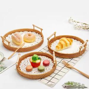 Hand-<b>Woven</b> Natural Vietnam Seagrass Picnic <b>Basket</b> with Rattan Handles Food Serving Tray Wicker Organizer <b>Storage</b> <b>Baskets</b> - Product Image 6
