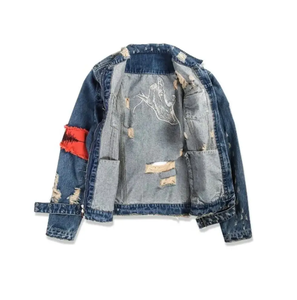 Chaqueta vaquera de diseño personalizado para hombre chaqueta vaquera con botones delanteros rasgados - Product Image 2