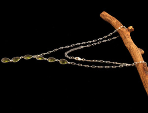 Peridoto de cuarzo plateado con facetas de pera para mujer, caja ajustable, cadena colgante, collar, joyería de boda, 8x12mm, venta al por mayor de fábrica - Product Image 6