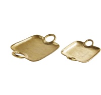 Plateau de service en aluminium métallique personnalisable de luxe moderne, finition dorée par pulvérisation, haute qualité, taille et forme sur mesure pour les hôtels