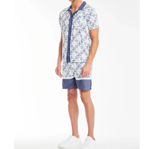 Ensemble de vêtements de plage à motifs pour hommes, chemise de plage à col cubain et short, vacances d'été, style ethnique, respirant, ensembles jumeaux pour hommes - Product Image 1