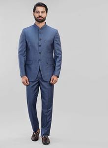 La Scoot Hombres Básico Formal Jodhpuri Traje de cuello levantado de 2 piezas Poliéster sólido Viscosa Longitud larga Ajuste regular Transpirable - Product Image 4