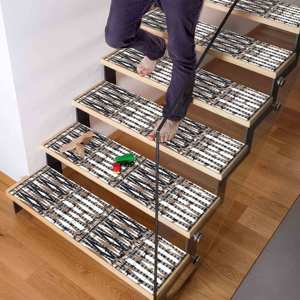 Alfombra para Escaleras, Alfombra Marrón, Alfombra Tradicional, Alfombra Estampada, Alfombra de Lana con Reverso de Látex - Product Image 4