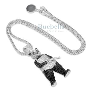 Collar de Plata de Ley 925 para hombre, colgante de cadena de cuerda de moissanita de diamante en forma de Panda único, joyería con temática de animales - Product Image 6