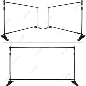 Support de bannière réglable sans outil, pour tapis rouge, mur de médias, publicité, toile de fond, support de bannière <span class=keywords><strong>grand</strong></span> <span class=keywords><strong>format</strong></span> en tissu - Product Image 4