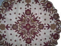 Ensemble de nappes de table en organza carré à broderies florales élégantes, 4 nappes de table en dentelle luxueuses, faites à la main, de haute qualité, personnalisables