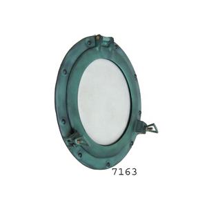Cadre de hublot nautique marin de bateau antique en métal d'aluminium rond avec le cadre décoratif nautique sculpté par finition verte à vendre - Product Image 4