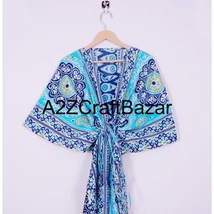 Robe Kaftan Midi en Coton Imprimé pour Femmes, Style Bohème Floral, Robe de Plage, Décontractée, Ajustée, Légère, Confortable - Product Image 2