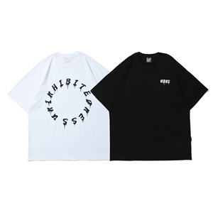 Camiseta popular de calle de moda con estampado de monograma de manga corta de gran tamaño resistente personalizada, camiseta de manga corta de alta calidad con cuello redondo - Product Image 1