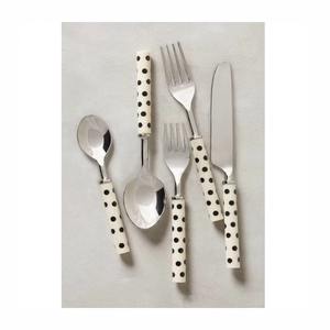 Cubiertos de acero inoxidable con acabado Chapado en Color dorado y mango elegante, cubiertos aptos para lavavajillas para uso en Hotel y cafetería, juego de 5 uds. - Product Image 2