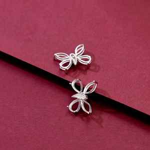 925 Sterling Silver 3x6mm Marquise 6x4mm Pear Blank Cup <b>Butterfly</b> Design Semi-Mount Pendant With CZ Setting For Gemstone Work - Product Image 4