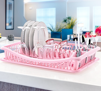 Égouttoir à vaisselle Afossa avec porte-couverts, en plastique durable et écologique, non pliable, multifonctionnel, pour comptoir de cuisine