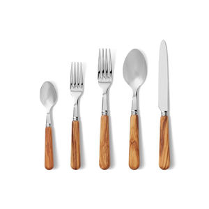 Diseño de lujo de la mejor calidad con logotipo personalizado Juego de cubiertos de acero inoxidable con mango de madera disponible para la venta - Product Image 1