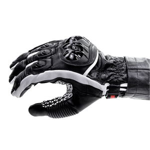 ถุงมือมอเตอร์ไซด์ผู้ชายสีขาว/ดำหนังแพะแท้กันน้ำชุดกีฬารถจักรยานยนต์ชุดแข่งรถ - Product Image 3