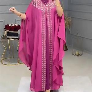 Chiffon Polyester Breathable <b>Plus</b> <b>Size</b> Modesty Rhinestone Abaya <b>Kaftan</b> Islamic Clothing Muslim Women Party Gown - Product Image 3