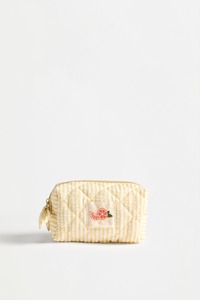 Borsa per il Trucco con Striscia Gialla e Logo Personalizzato, Pochette Cosmetica Trapuntata, Beauty <span class=keywords><strong>Case</strong></span> OEM, Etichetta Privata ODM - Product Image 4