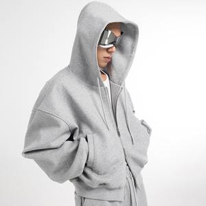 Sweat à capuche pour homme personnalisé, sweat à capuche oversize à épaules tombantes, sweat à capuche uni à fermeture éclair, streetwear, coton lourd, sweat à capuche vintage - Product Image 6