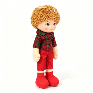 customized Curly blonde hair boy rag <b>doll</b> Fabric boy <b>doll</b> plush toy Plaid shirt boy stuffed <b>doll</b> Standing boy cloth <b>doll</b> - Product Image 1